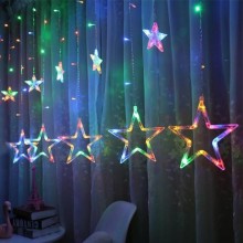 Светодиодная гирлянда-штора (звездопад) 2.5м 138LED 12 звезд Разноцветная Светодиодная гирлянда-штора (звездопад) 2.5м 138LED 12 звезд Разноцветная