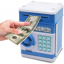 Копилка детский сейф  Number Bank, с кодовым замком и купюроприемником  Синий