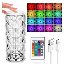 Настольная LED лампа Crystal Rose Проекционный сенсорный светильник ночник на аккумуляторе 16 цветов с пультом