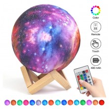 Светильник аккумуляторный 3D Moon Lamp ночник Космос 15 см с пультом 16 цветов свечения