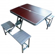 Алюминиевый стол для пикника раскладной со 4 стульями Folding Table с отверстием для зонтика Алюминиевый стол для пикника раскладной со 4 стульями Folding Table с отверстием для зонтика