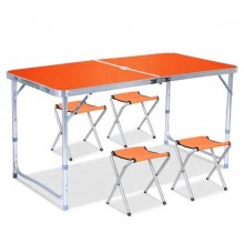 Стол для пикника раскладной с регулировкой по высоте Folding Table 120 х 60 х 55-70 с 4 стульями Оранжевый Стол для пикника раскладной с регулировкой по высоте Folding Table 120 х 60 х 55-70 с 4 стульями Оранжевый