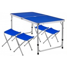 Стол для пикника раскладной с регулировкой по высоте Folding Table с 4 стульями Синий Стол для пикника раскладной с регулировкой по высоте Folding Table с 4 стульями Синий