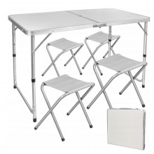Стол для пикника раскладной с 4 стульями Folding Table 120х70х60 см White Стол для пикника раскладной с 4 стульями Folding Table 120х70х60 см White